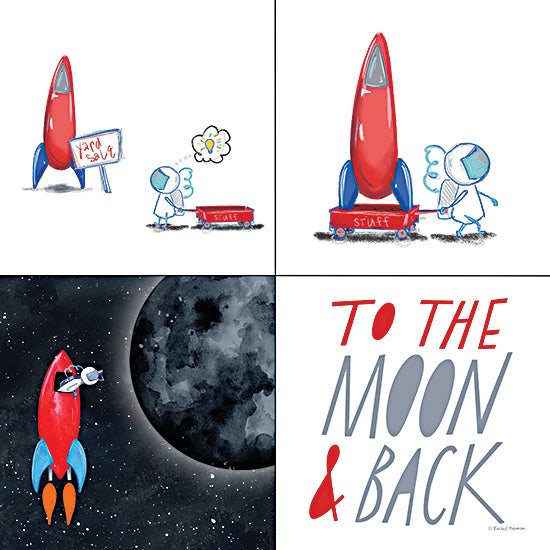 Rachel Nieman RN451 - RN451 - To The Moon and Back - 12x12 To the Moon and Back, Comic Strip, Astronaut, Space, Rocket, Whimsical, Kid's Art, Children, Signs from Penny Lane
