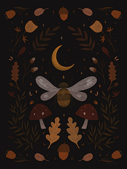 Rachel Nieman RN468 - RN468 - Moody Nature Collection - 12x16 Folk Art, Bees, Fall Icons, Autumn, Fall, Mushrooms, Nature, Dark Colors from Penny Lane
