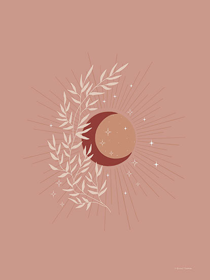 Rachel Nieman RN486 - RN486 - The Moon, Sun and Earth - 12x16 Astronomy & Celestial, Moon, Sun, Earth, Leaves, Neutral Palette from Penny Lane