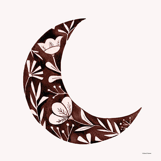 Rachel Nieman RN487 - RN487 - Floral Moon Silhouette - 12x12 Astronomy & Celestial, Moon, Flowers, Patterns, Neutral Palette from Penny Lane