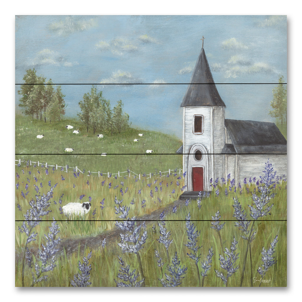 Soulspeak & Sawdust SAW109PAL - SAW109PAL - The Lost Sheep - 12x12 Church, Religious, Landscape, Sheep, Lavender, Farmhouse/Country, Spring from Penny Lane