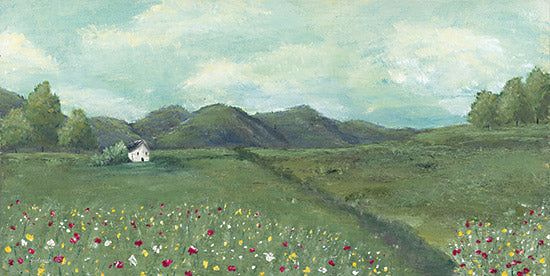 Soulspeak & Sawdust SAW111 - SAW111 - Cottage in the Spring - 20x10 Landscape, Cottage, Flowers, Field of Flowers, Spring, Mountains, Cottage/Country from Penny Lane