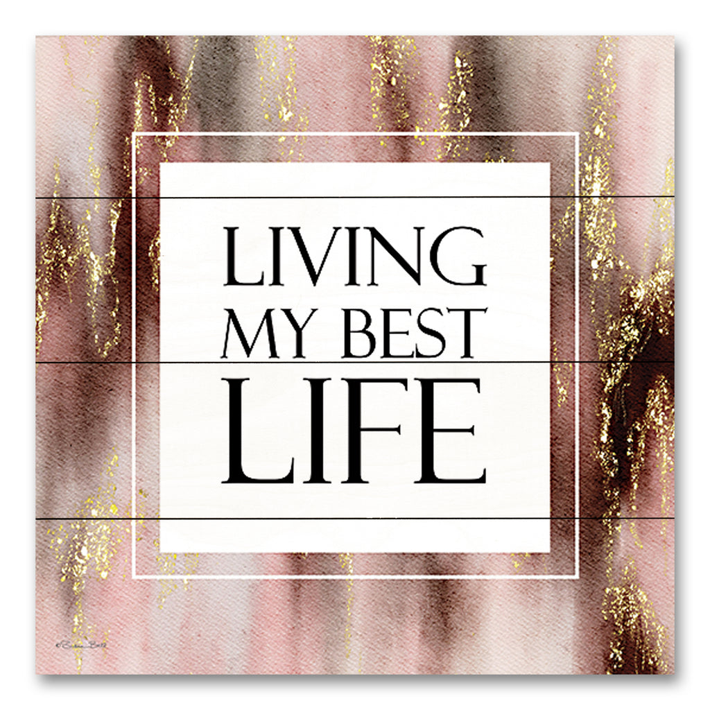 Susan Ball SB1170PAL - SB1170PAL - Living My Best Life - 12x12 Inspirational, Living My Best Life, Typography, Signs, Motivational, Abstract Background, Gold, Framed, Textual Art from Penny Lane
