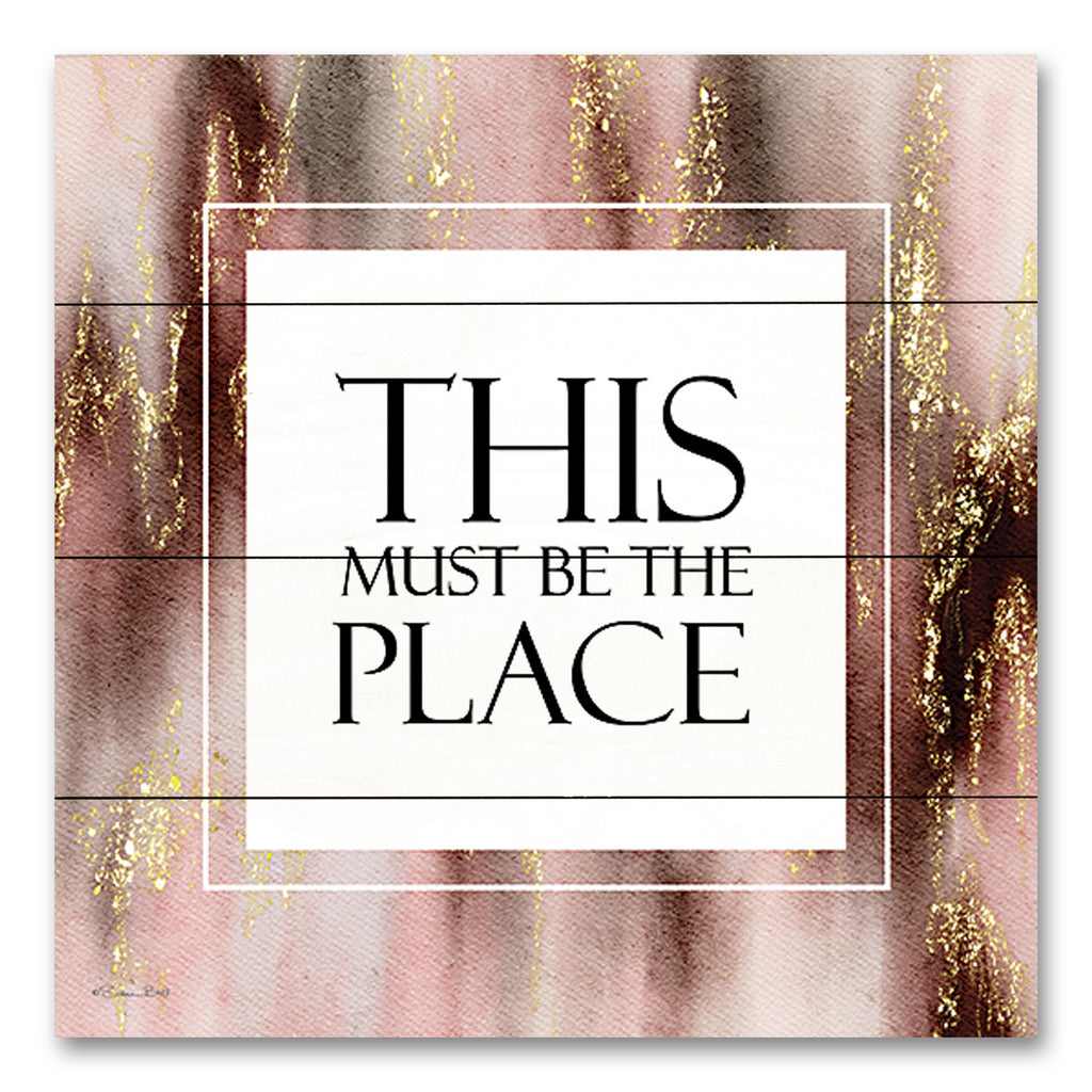 Susan Ball SB1173PAL - SB1173PAL - This Must Be the Place - 12x12 Inspirational, This Must Be the Place, Typography, Signs, Motivational, Abstract Background, Gold, Framed, Textual Art from Penny Lane