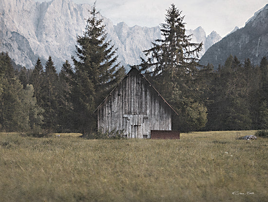 Susan Ball SB1266 - SB1266 - Cabin in the Clearing - 16x12 Cabin, Landscape, Mountains, Trees, Field, Masculine, Cabin in the Clearing from Penny Lane