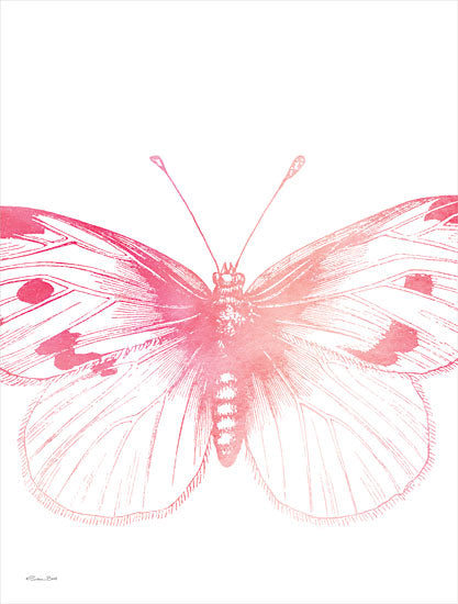 Susan Ball SB844 - SB844 - Pink Butterfly III - 12x16 Pink Butterfly, Butterfly, Stamped Image, Pink & White, Insects from Penny Lane