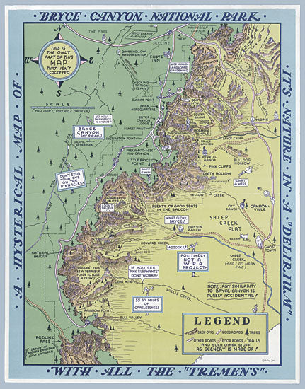 Stellar Design Studio SDS1133 - SDS1133 - Bryce Canyon National Park Map - 12x16 Humor, Travel, Map, Bryce Canyon National Park, Typography, Signs, Textual Art, Landscape from Penny Lane