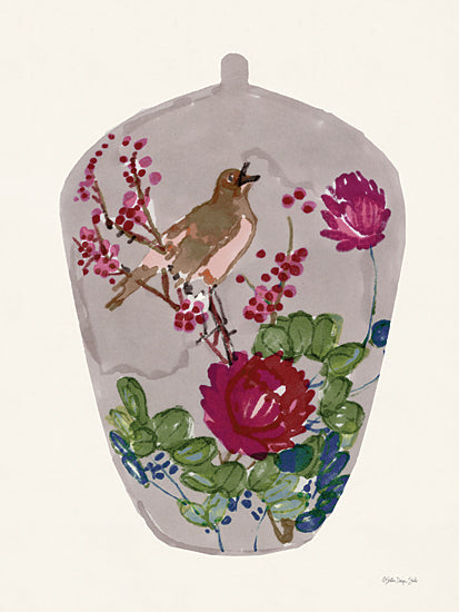 Stellar Design Studio SDS1368 - SDS1368 - Vintage Bird Vase 2 - 12x16 Vase, Vintage, Bird, Flowers, Red Flowers, Greenery, Abstract from Penny Lane