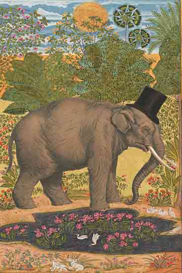 Stellar Design Studio SDS1393 - SDS1393 - Regal Elephant - 12x18 Whimsical, Elephant, Top Hat, Tropical, Flowers, Greenery, Birds, Landscape from Penny Lane