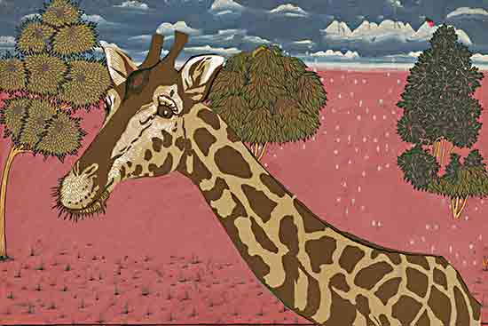 Stellar Design Studio SDS1394 - SDS1394 - Savanna Stroll - 18x12 Abstract, Giraffe, Trees, Pink Landscape from Penny Lane