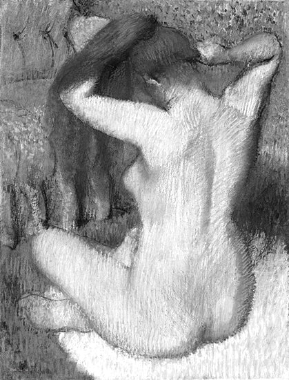 Stellar Design Studio SDS1442 - SDS1442 - Charcoal Nude 2 - 12x16 Figurative, Nude, Woman, Chair, Rug, Charcoal, Sketch, Drawing Print, Black & White from Penny Lane