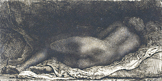 Stellar Design Studio SDS1444 - SDS1444 - Reclining Nude - 18x9 Figurative, Nude, Woman, Reclining, Charcoal, Sketch, Drawing Print, Black & White from Penny Lane
