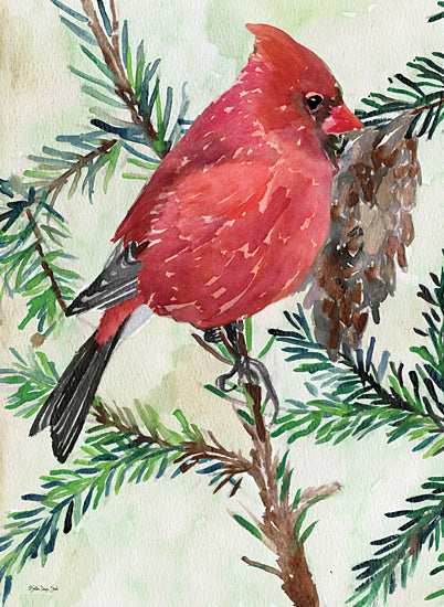 Stellar Design Studio SDS983 - SDS983 - Cardinal and Branch    - 12x16 Cardinal, Bird, Red Bird, Pine Tree Branch, Pinecone from Penny Lane