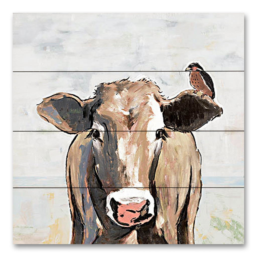 White Ladder WL156PAL - WL156PAL - Quick Stop in the Pasture - 12x12 Cow, Bird, Abstract, Portrait from Penny Lane