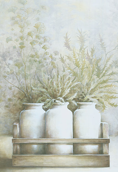 White Ladder WL204 - WL204 - Crated Plants - 12x18 Still Life, Crated Plants, Greenery, White Vases, Farmhouse/Country, Fall from Penny Lane