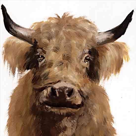 White Ladder WL233 - WL233 - Fluffy Highland - 12x12 Cow, Highland Cow, Brown Highland Cow, Portrait, Brush Strokes, Farm Animal from Penny Lane