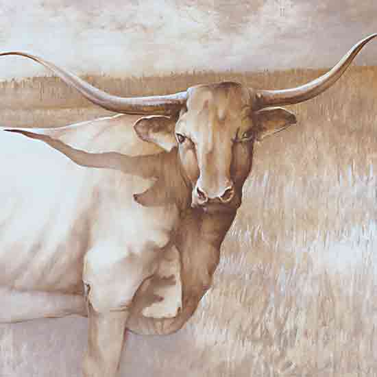 White Ladder WL235 - WL235 - Sepia Longhorn - 12x12 Cow, Longhorn Cow, Sideview, Landscape, Sepia from Penny Lane