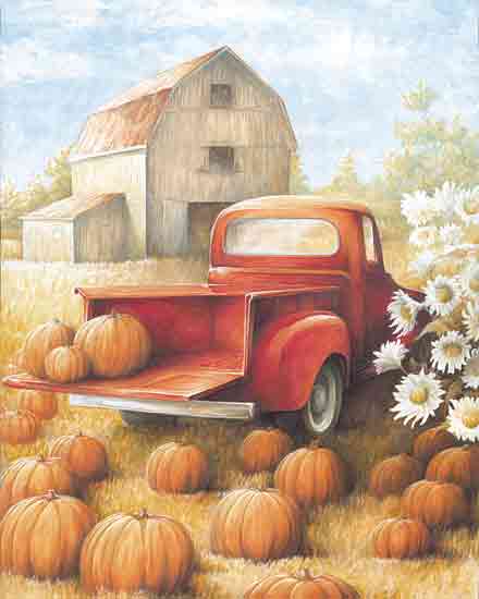 White Ladder WL237 - WL237 - Fall Finds   - 12x16 Fall, Barn, Farm, Pumpkins, Truck, Red Truck, Pumpkin Field, Flowers, Daisies, Farmhouse/Country from Penny Lane