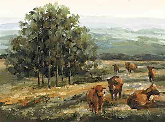 White Ladder WL259 - WL259 - Rolling Hills - 16x12 Cows, Brown Cows, Landscape, Field, Hills, Trees, Rolling Hills, Brown, Green from Penny Lane