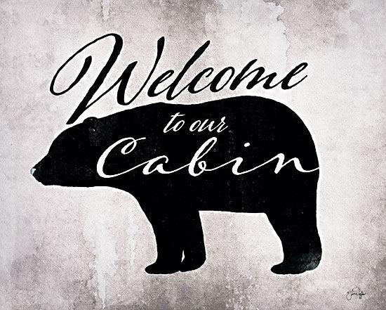 Yass Naffas Designs YND184 - YND184 - Welcome to Our Cabin - 16x12 Lodge, Bear, Animals, Wildlife, Welcome to Our Cabin, Typography, Signs, Textual Art, Black & White from Penny Lane