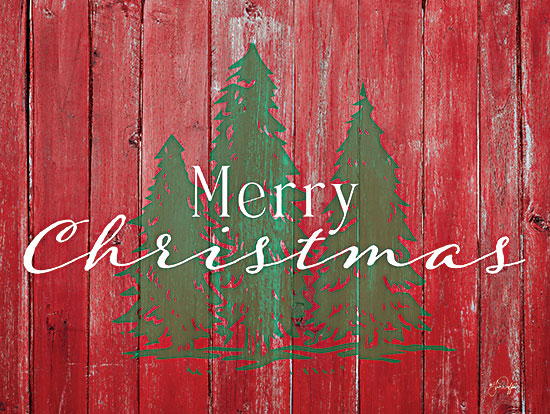 Yass Naffas Designs YND196 - YND196 - Simple Barn Merry Christmas - 16x12 Christmas, Holidays, Merry Christmas, Typography, Signs, Textual Art, Winter, Trees, Christmas Trees, Farmhouse/Country, Red Wood Planks Background from Penny Lane