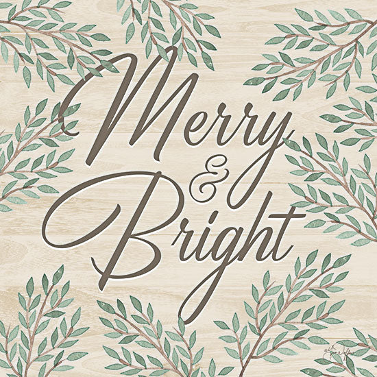 Yass Naffas Designs YND197 - YND197 - Merry & Bright - 12x12 Christmas, Holidays, Merry & Bright, Typography, Signs, Textual Art, Winter, Leaves, Greenery, Farmhouse/Country from Penny Lane