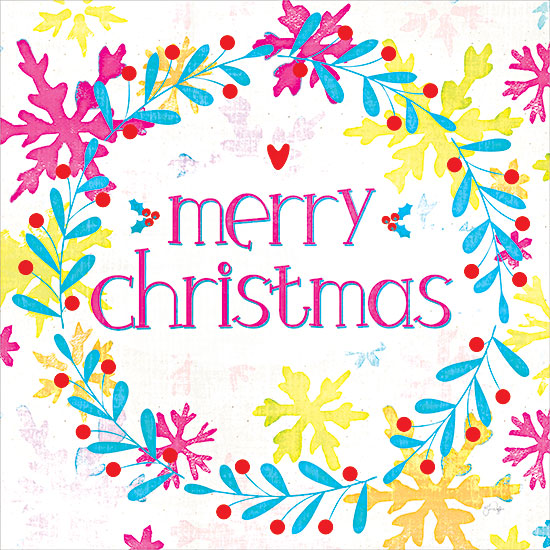 Yass Naffas Designs YND289 - YND289 - Cheery Merry Christmas - 12x12 Christmas, Holidays, Merry Christmas, Typography, Signs, Textual Art, Graphic Art, Wreath, Rainbow Colors from Penny Lane