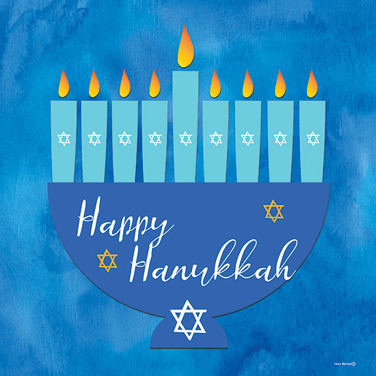 Yass Naffas Designs YND332 - YND332 - Happy Hanukkah Menorah III - 12x12 Hanukkah, Religious, Happy Hanukkah, Menorah, Candles, Star of David, Blue, Yellow from Penny Lane