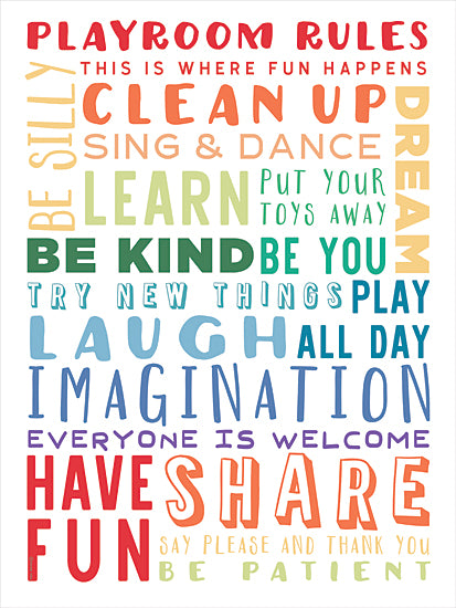 Yass Naffas Designs YND370 - YND370 - Playroom Rules - 12x16 Children, Typography, Signs, Textual Art, Playroom Rules, Rules, Inspirational, Rainbow Colors from Penny Lane