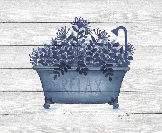 Annie LaPoint ALP1804 - Relax Tub Blue & White, Bathtub, Washroom, Bathroom, Flowers, Antiques  from Penny Lane