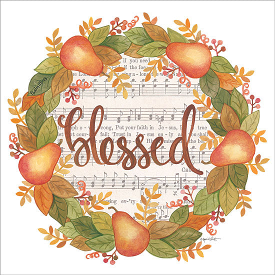 Annie LaPoint ALP1806 - Blessed Wreath - 12x12 Blessed, Wreath, Pears, Music, Sheet Music, Autumn, Thanksgiving from Penny Lane