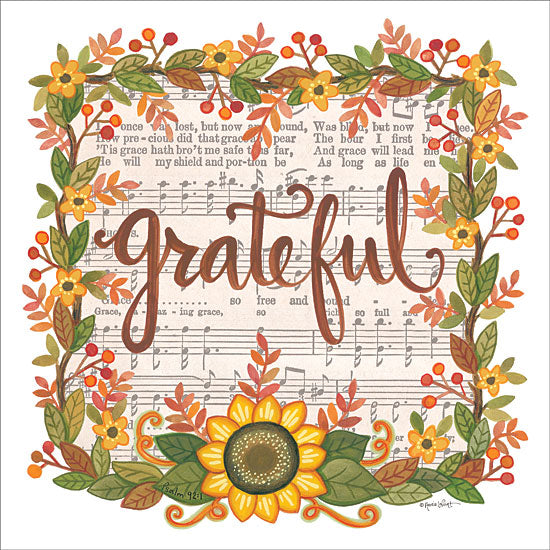 Annie LaPoint ALP1807 - Grateful Wreath - 12x12 Grateful, Wreath, Sunflowers, Music, Sheet Music, Autumn, Thanksgiving from Penny Lane