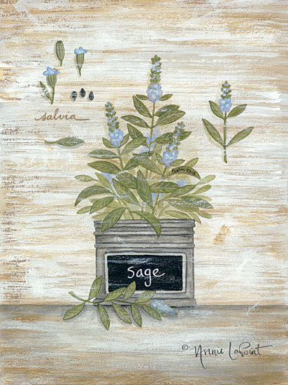 Annie LaPoint ALP1819 - Sage Botanical - 12x16 Herbs, Sage, Botanical, Country French, Shabby Chic from Penny Lane