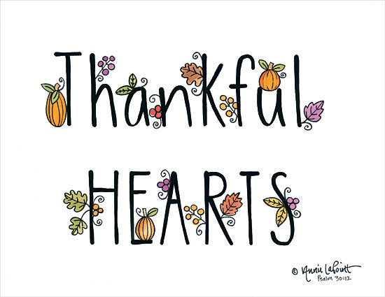 Annie LaPoint ALP1892 - ALP1892 - Thankful Hearts - 16x12 Pumpkins, Leaves, Signs, Typography, Thankful  from Penny Lane
