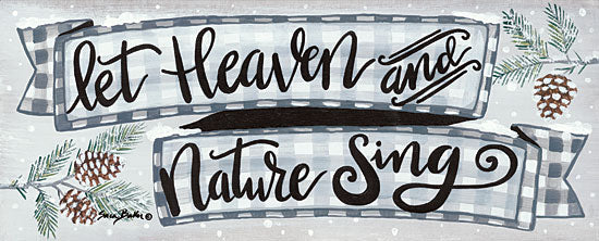 Sara Baker BAKE109 - Heaven and Nature  - 20x8 Let Heaven and Nature Sing, Banner, Pinecones, Winter, Gingham from Penny Lane