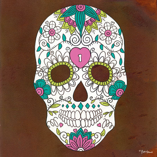 Britt Hallowell BHAR471 - Celebrating Life II - 12x12 Skeletons, Skelton Head, Sugar Skull, Mexican Skull Art, Tattoo, Decorative Skulls, Day of the Dead from Penny Lane
