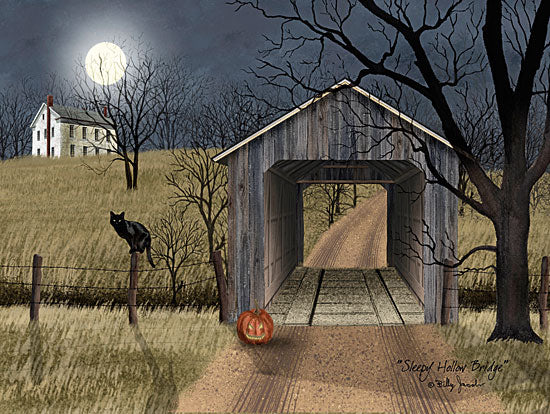 Billy Jacobs BJ1189 - Sleepy Hollow Bridge Halloween, Spooky, Black Cat, Jack O'lantern, Moon, Evening from Penny Lane