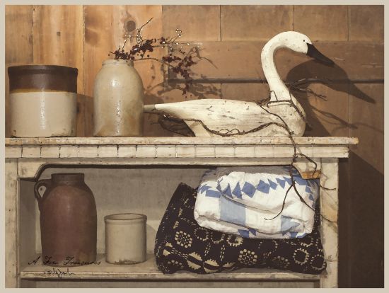 Billy Jacobs BJ180 - A Few Treasurers Wood Swan, Crocks, Shelf, Blankets, Quilts, Berries from Penny Lane