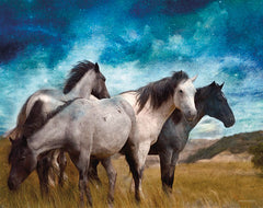 BLUE107 - Starry Night Horse Herd   - 16x12