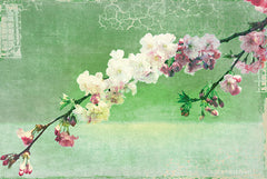 BLUE125 - Green and Pink Arching Blossom - 18x12