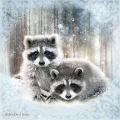 BLUE154 - Enchanted Winter Raccoons   - 12x12