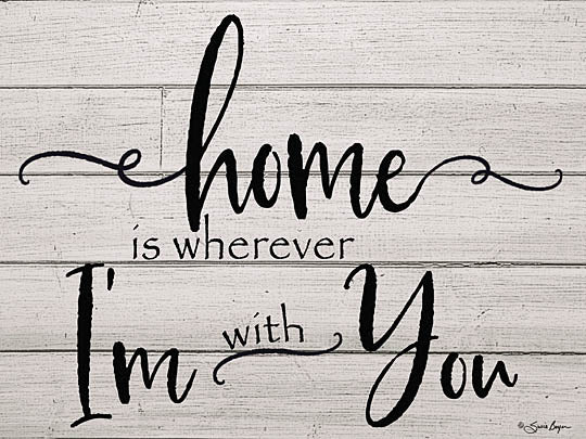 Susie Boyer BOY393 - Home is Wherever I'm with You - Home, Wood Planks, Black & White from Penny Lane Publishing