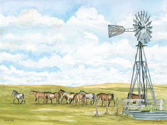 Cindy Jacobs CIN1101 - Pasture Horses Horses, Pasture, Field, Windmill, Grazing, Landscape from Penny Lane
