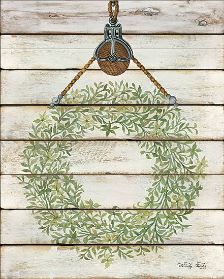 Cindy Jacobs CIN1118 - Pully Hanging Wreath Pully, Wreath, Shiplap, Greenery from Penny Lane