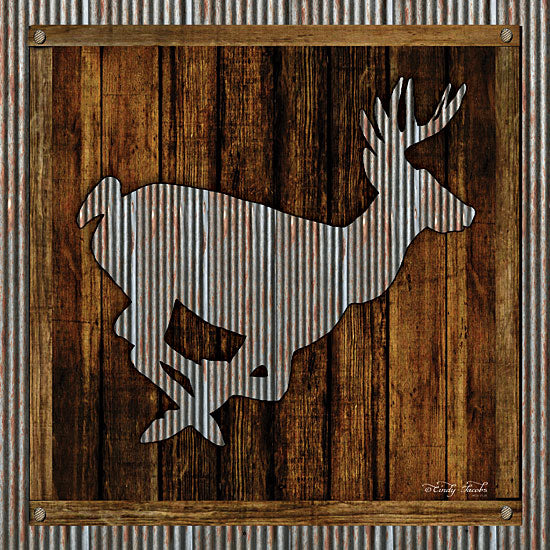 Cindy Jacobs CIN1125 - Deer Running I Deer, Silhouette, Galvanized Metal, Wood Planks from Penny Lane