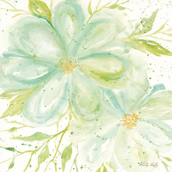 Cindy Jacobs CIN1375 - Teal Big Blooms Flowers, Blooms, Botanical, Watercolor, Teal from Penny Lane