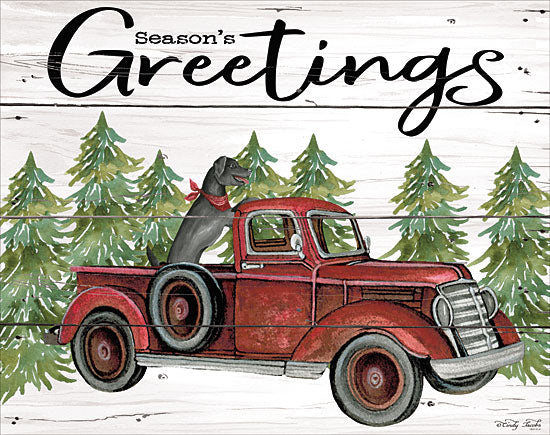 Cindy Jacobs CIN1647 - CIN1647 - Season's Greetings Red Truck - 16x12 Season's Greetings, Holidays, Christmas Trees, Truck, Red Truck, Dog, Signs from Penny Lane