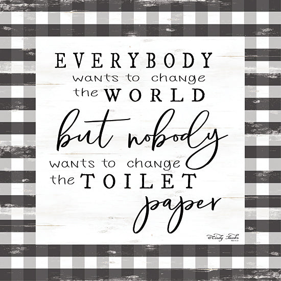 Cindy Jacobs CIN1686 - CIN1686 - Everybody Wants to Change the World - 12x12 Change the World, Bath, Bathroom, Humorous, Gingham from Penny Lane