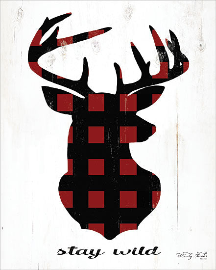 Cindy Jacobs CIN1713 - CIN1713 - Stay Wild - 12x16 Silhouette, Rustic, Lodge, Wildlife, Deer, Buffalo Plaid from Penny Lane