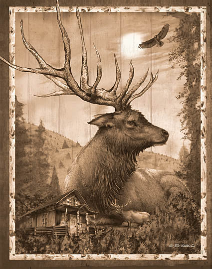 Ed Wargo ED365 - Elk - Elk, Sepia, Lodge from Penny Lane Publishing